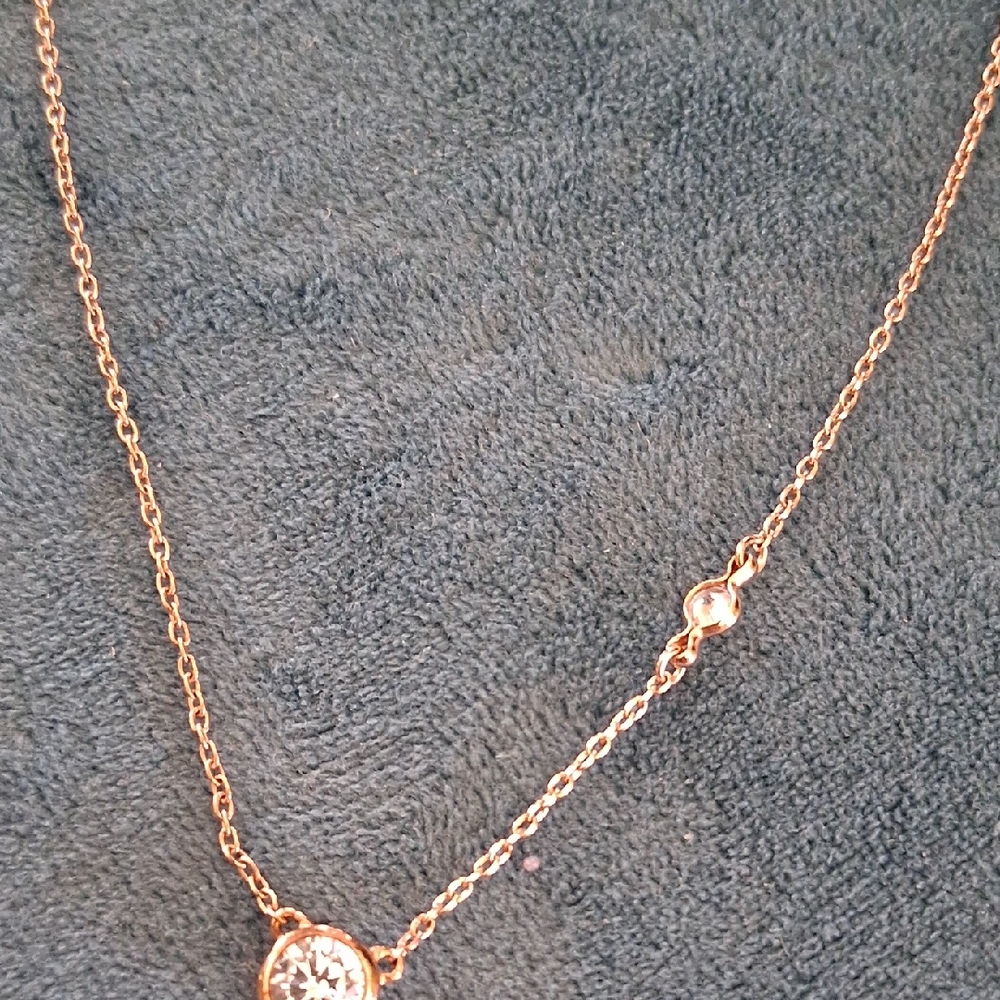 Silpada Rose Gold Over 925 Necklace with Crystal Pendant 16 In L